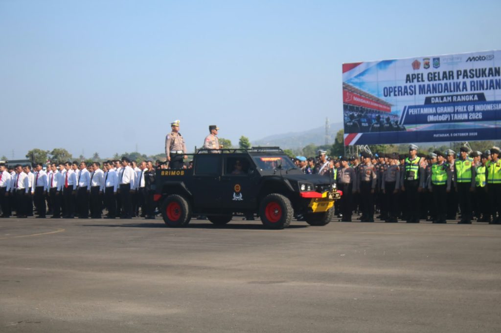 2.678 Personel Dikerahkan, Kapolda NTB Pimpin Apel Ops Mandalika Rinjani 2026 Amankan MotoGP