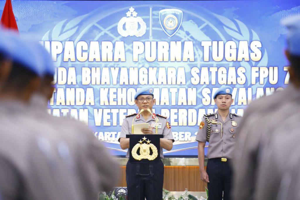 Wakapolri Pimpin Upacara Purna Tugas FPU 7 Minusca, 140 Personel Terima Penghargaan